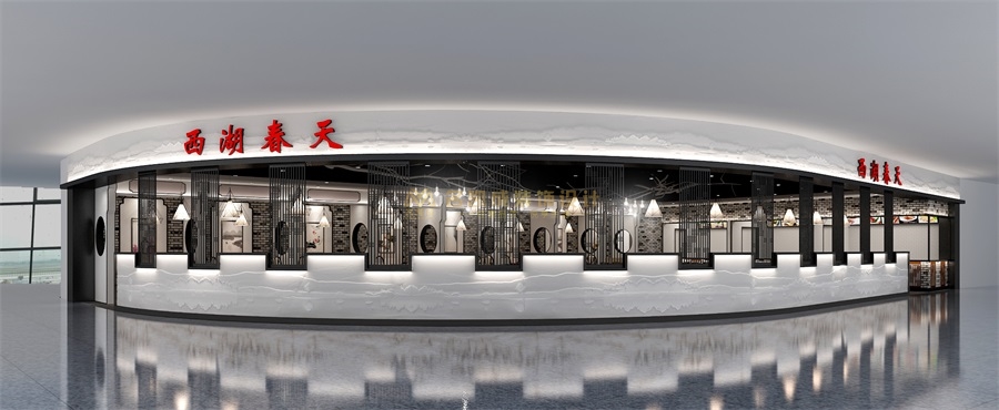 西湖春天餐廳設(shè)計(jì)，江南風(fēng)格餐館