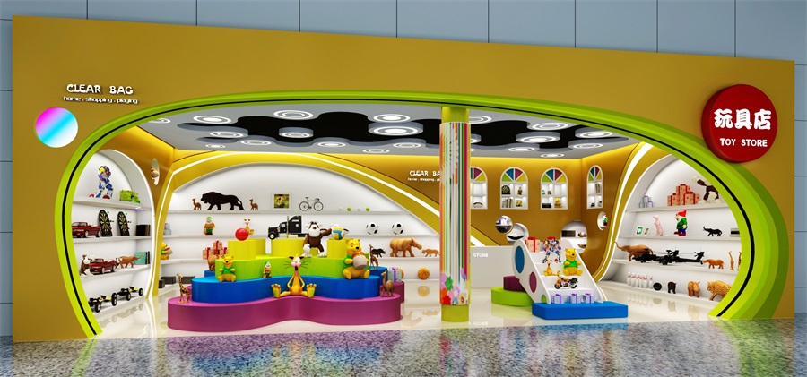 兒童玩具店設(shè)計，小孩玩具店裝修設(shè)計，商場玩